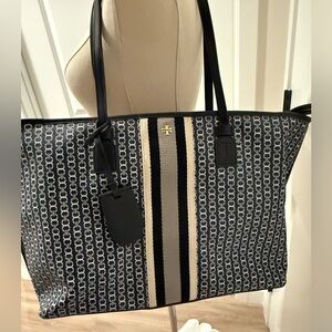 Tory Burch Navy Patterned Tote
